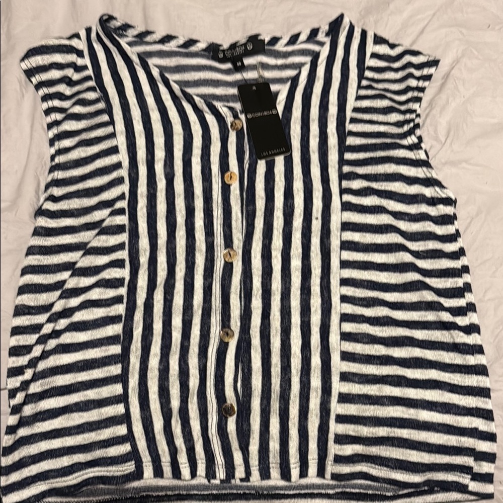 Blue and White Striped Top